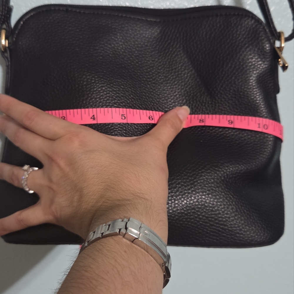 Rebecca & Rifka Black Faux Leather Crossbody Bag with Gold Accents - Picture 7 of 8